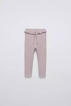 Мягкие на ощупь ребристовые леггинсы ZARA, коричневый/серо-коричневый