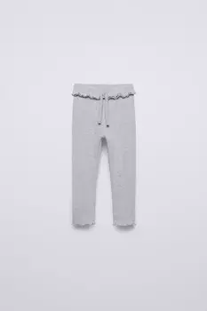Мягкие на ощупь ребристовые леггинсы ZARA, серый мергель