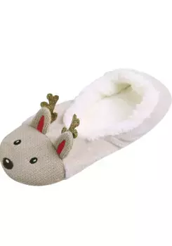 Мягкие носки Capelli New York с объемными аппликациями в виде ушек и рогов, бежевый