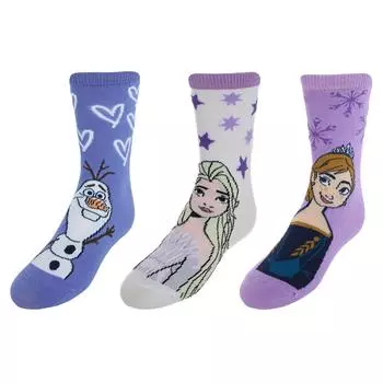 Мягкие носки для девочек Disney Frozen Anna Elsa and Olaf (3 шт. в упаковке) Textiel Trade, фиолетовый
