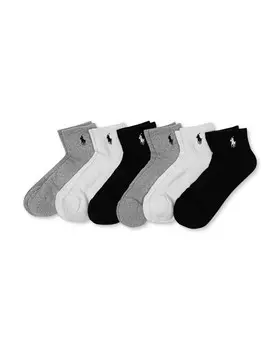 Мягкие носки Quarter Crew, упаковка из 6 шт. Ralph Lauren, цвет Gray
