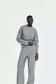 Мягкие прямые брюки ZARA, антрацитово-серый