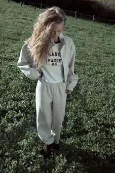 Мягкие прямые брюки ZARA, бежевый