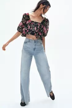 Мягкие расклешенные ультра-высокие джинсы Feather H&M, мультиколор