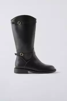 Мягкие сапоги до колена ZARA, черный