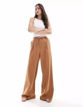Мягкие широкие брюки ASOS DESIGN Tall цвета стираной карамели