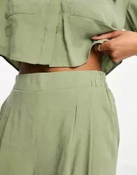 Мягкие широкие брюки цвета хаки Miss Selfridge