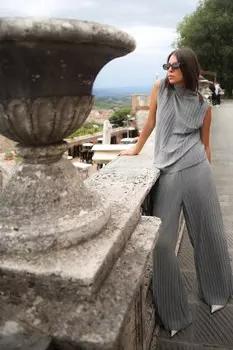 Мягкие широкие брюки ZARA, серый