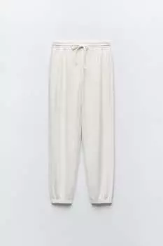 Мягкие широкие брюки ZARA, светлый экрю