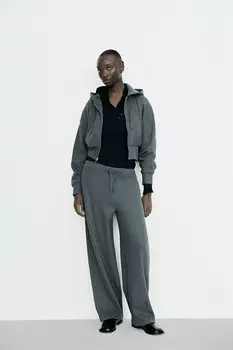 Мягкие широкие брюки ZARA, темно-серый