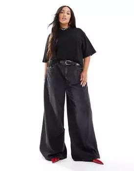 Мягкие широкие джинсы черного цвета ASOS
