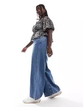 Мягкие широкие джинсы среднего синего цвета ASOS DESIGN Curve
