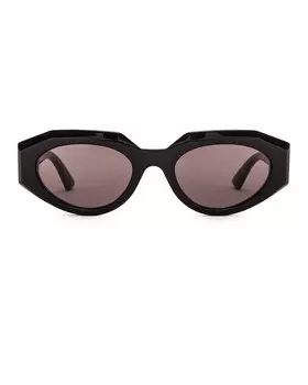 Мягкие солнцезащитные очки «кошачий глаз» Bottega Veneta, цвет Shiny Black & Grey