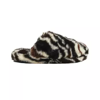 Мягкие тапочки H&amp;M Fluffy Slippers Print Zebra, черный/белый/коричневый