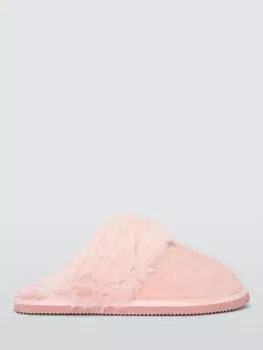 Мягкие тапочки-мул из искусственного меха microsuede John Lewis, розовый