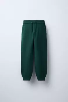 Мягкие трикотажные брюки ZARA, зеленый