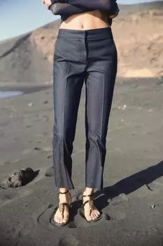 Мягкие укороченные брюки ZARA, цвет Blue/Indigo