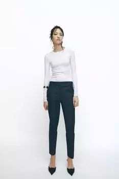 Мягкие укороченные брюки ZARA, синий/индиго