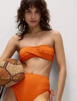 Мягкий бандо-топ бикини с перекрученной передней частью Marks & Spencer, цвет Marmalade