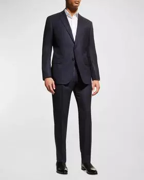 Мягкий базовый костюм с двумя пуговицами, темно-синий Giorgio Armani, цвет Dark Blue