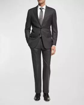 Мягкий базовый шерстяной костюм-двойка Giorgio Armani, цвет Gray