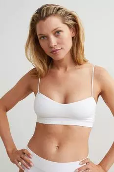 Мягкий бесшовный бюстгальтер-бандо H&M, белый