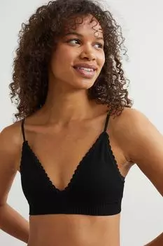 Мягкий бесшовный бюстгальтер из джерси H&M, черный