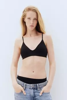 Мягкий бесшовный бюстгальтер с подкладкой H&M, черный