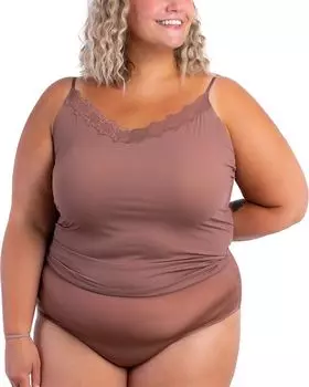 Мягкий бесшовный топ с кружевом Uwila Warrior, коричневый/бежевый