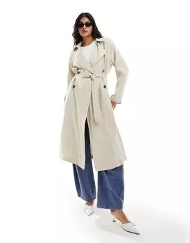 Мягкий бежевый тренч миди ASOS