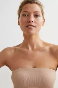Мягкий бюстгальтер-бандо из джерси H&amp;M, светло-бежевый