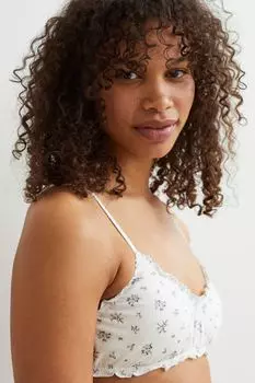 Мягкий бюстгальтер из хлопка H&amp;M, белые цветы