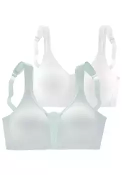 Мягкий бюстгальтер Petite Fleur без косточек с кружевными деталями, цвет Light Blue + W