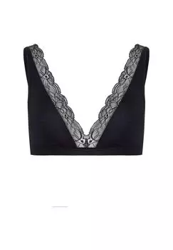 Мягкий бюстгальтер с чашками из хлопкового кружева HANRO, черный