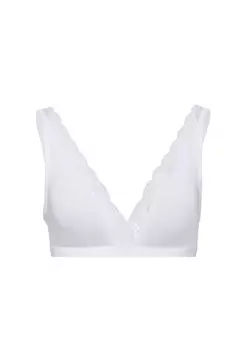 Мягкий бюстгальтер с чашками из хлопкового кружева HANRO, белый