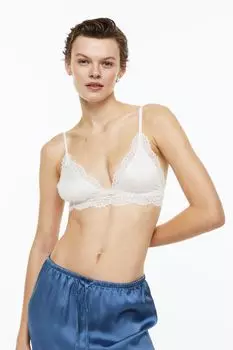 Мягкий бюстгальтер с кружевом H&amp;M, белый