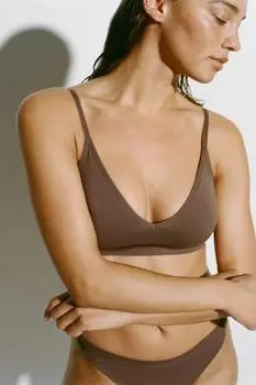 Мягкий бюстгальтер с подкладкой, бесшовный H&M, коричневый