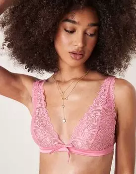 Мягкий бюстгальтер с высоким лифом и корсетом ASOS DESIGN Blake Heart из кружева, розовый