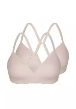 Мягкий бюстгальтер со вставкой из классического кружева 2 шт. в упаковке Sassa, цвет nude