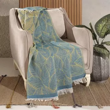 Мягкий чехол для дивана Evidea с цветочным узором - синий/желтый - 130x170 см