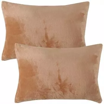 Мягкий чехол на подушку "Селина" в упаковке 2 шт., размер "40 х 60 см" - нуга - чехол на молнию Bestlivings