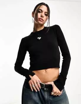 Мягкий черный джемпер с круглым вырезом JJXX