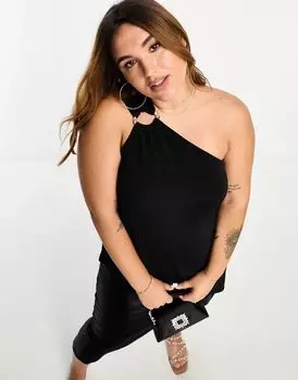 Мягкий черный топ асимметричного кроя River Island