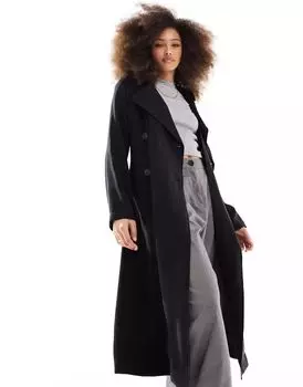 Мягкий черный тренч миди ASOS