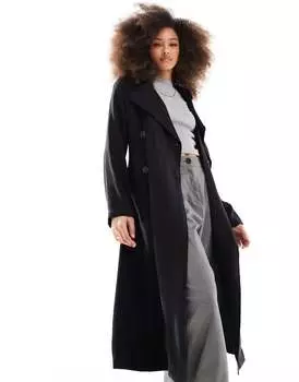 Мягкий черный тренч миди ASOS DESIGN