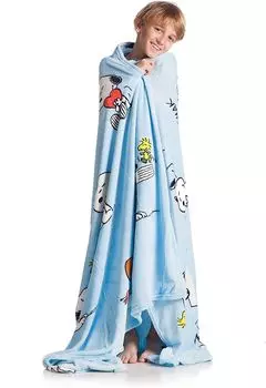 Мягкий детский плед Kanguru со Снупи или единорогом, синий