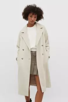 Мягкий фактурный тренч Stradivarius, экрю
