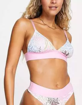 Мягкий хлопковый бюстгальтер с треугольными чашками ASOS Betty пастельного животного