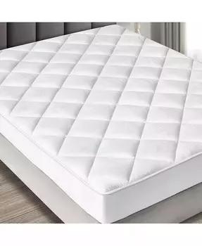 Мягкий и удобный роскошный наматрасник — 100 % хлопковый сатин — плотность нити 300 — короткий размер Queen Maxi, белый