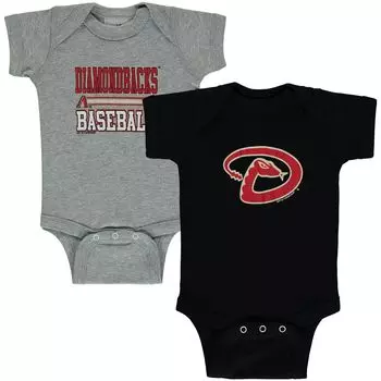 Мягкий как виноградный черный/серый комбинезон для новорожденных и младенцев Arizona Diamondbacks из двух предметов Unbranded